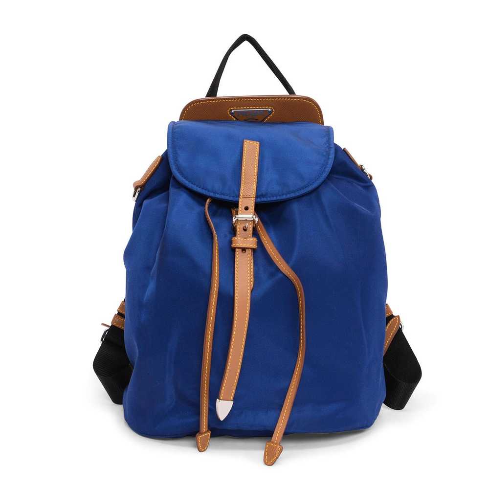 Prada Bluette Nylon & Saffiano Small Backpack - image 1