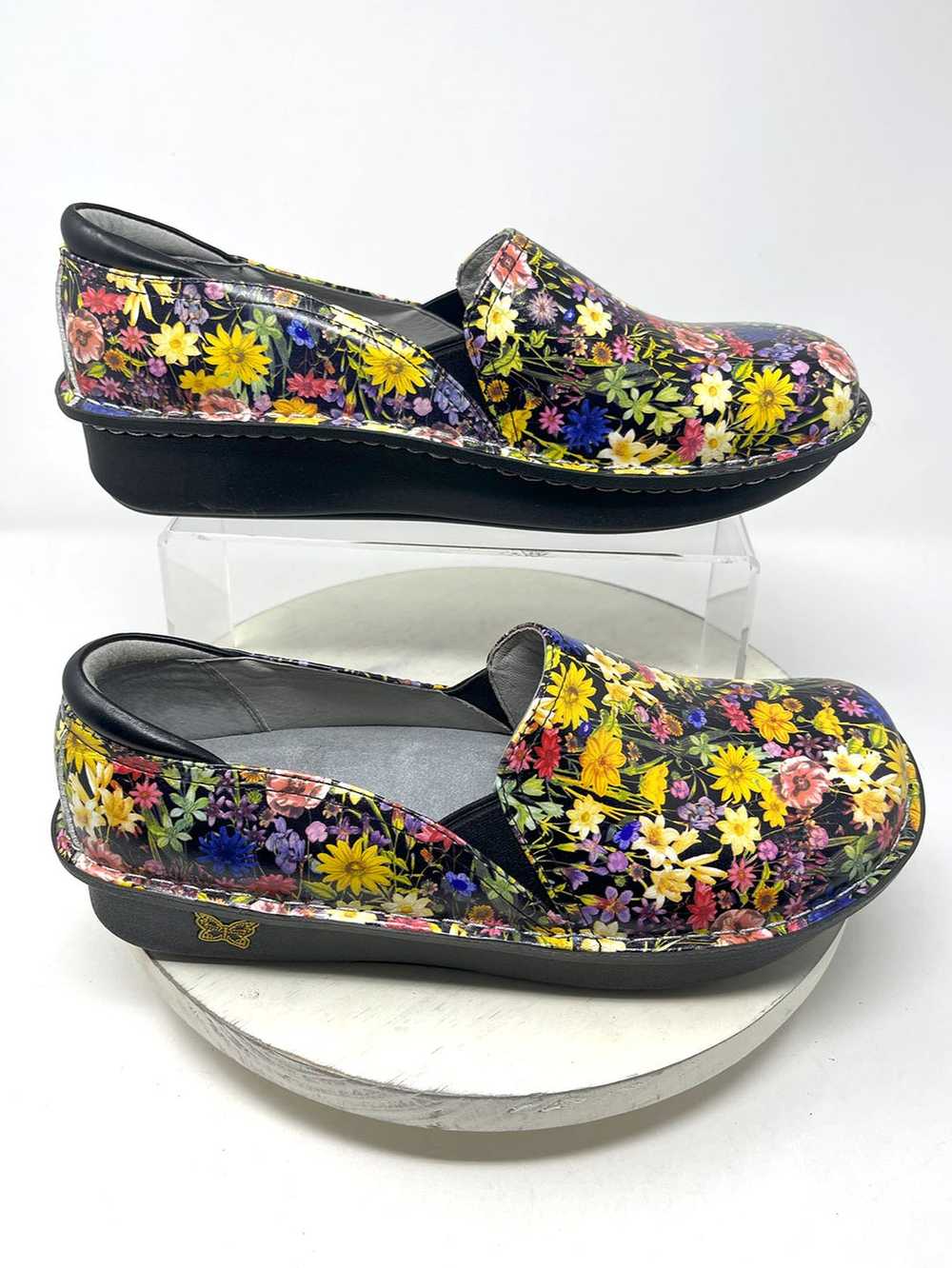 Alegria Size 44 (12.5/13) Black Multi Floral Shoes - image 4