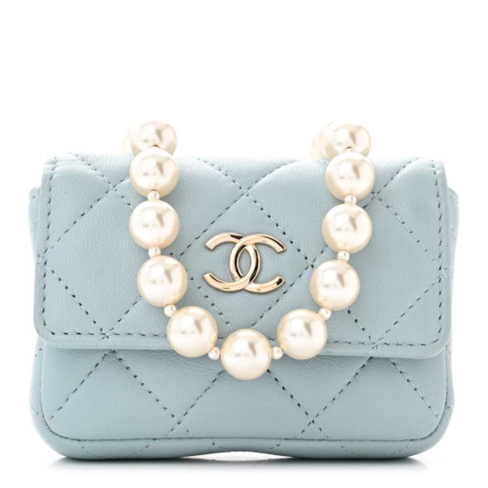 CHANEL Lambskin Quilted Pearl Chain Belt Bag Ligh… - image 1