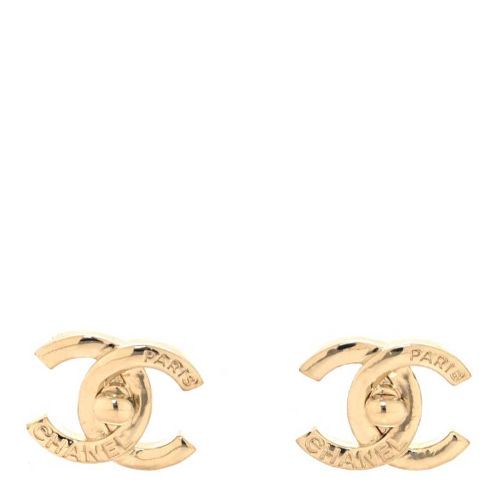 CHANEL Metal CC Turnlock Earrings Gold - image 1