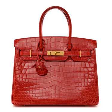 HERMES Shiny Niloticus Crocodile Birkin 30 Geraniu