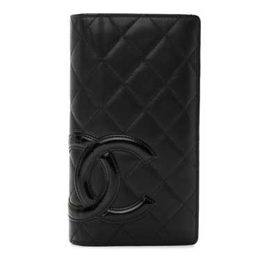 CHANEL Calfskin Quilted Cambon Yen Wallet Black