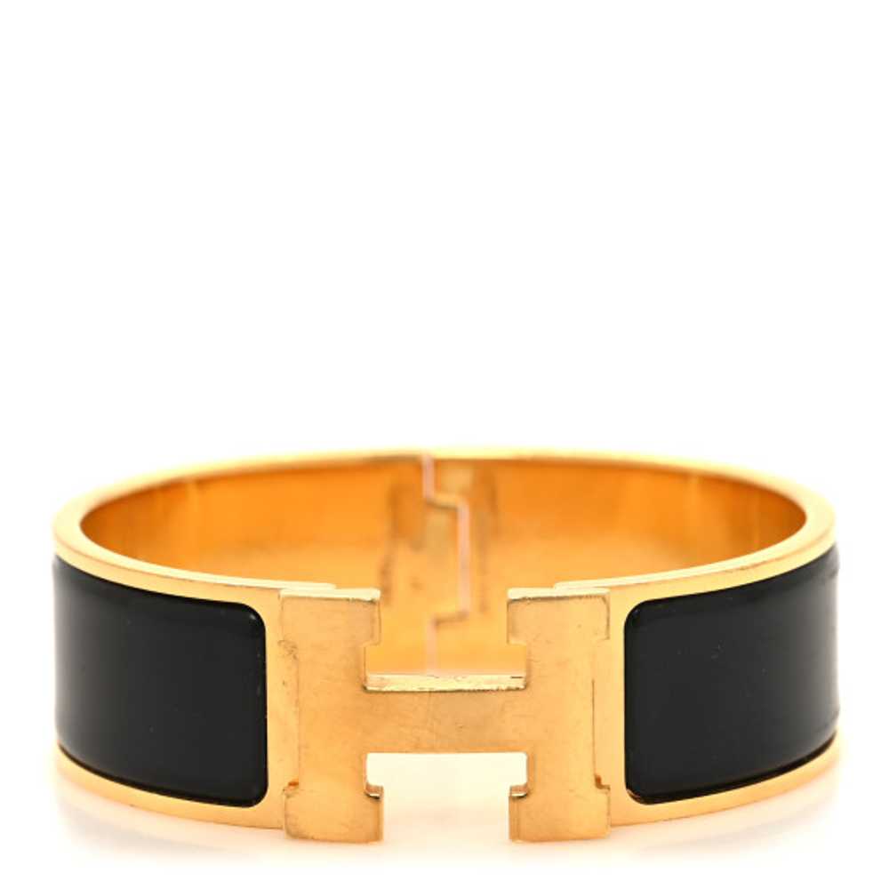 HERMES Enamel Wide Clic Clac H Bracelet GM Black - image 1