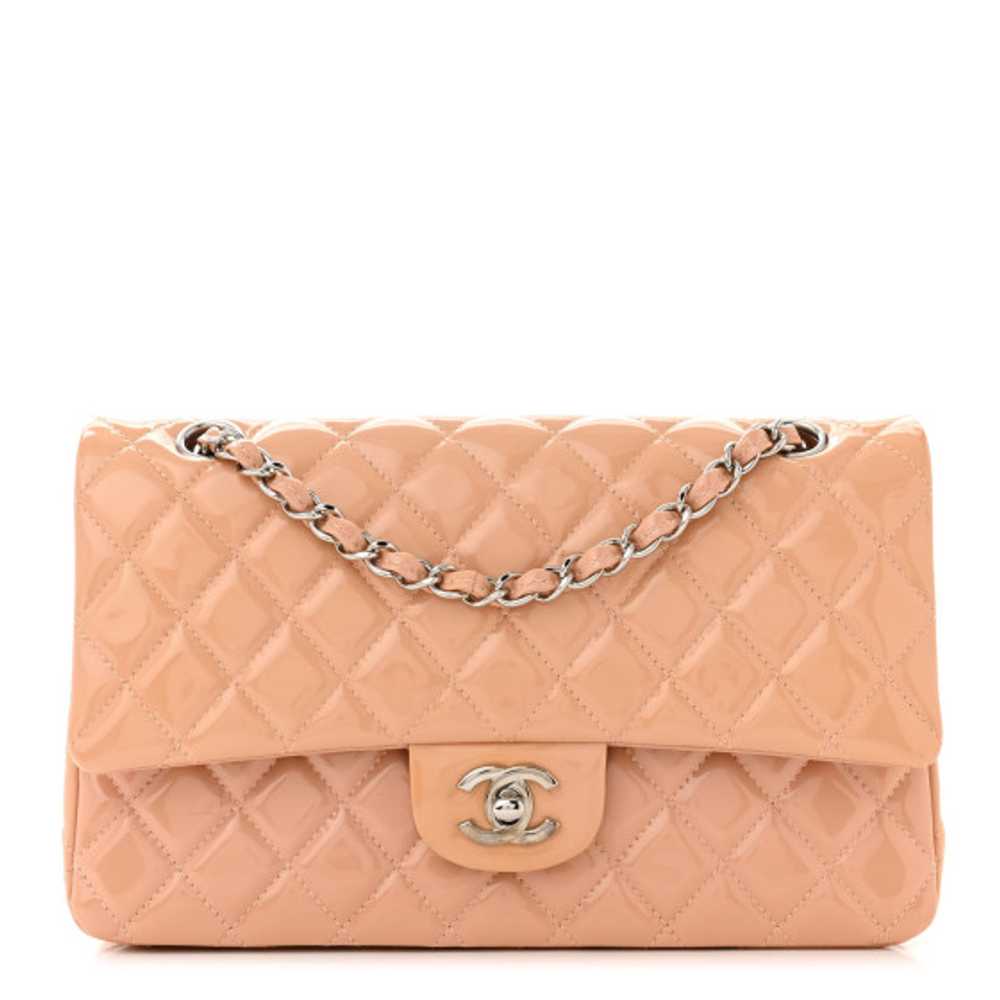 CHANEL Patent Quilted Medium Double Flap Light Pi… - image 1