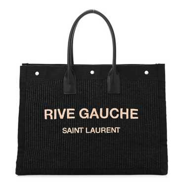 SAINT LAURENT Raffia Linen Calfskin Rive Gauche To