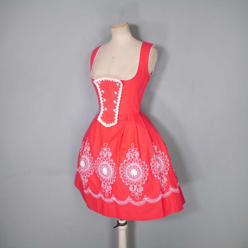 70s PINK-RED CHAINSTITCHED BAVARIAN / AUSTRIAN DI… - image 10