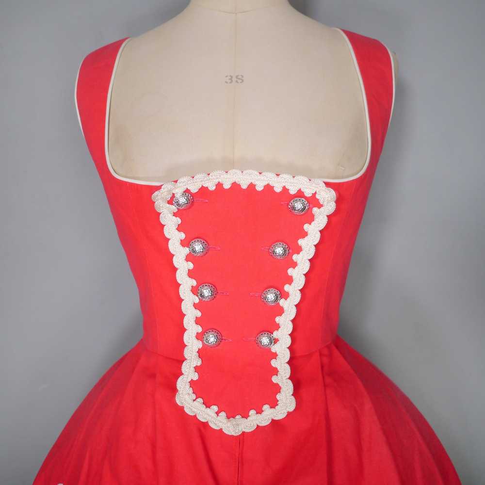 70s PINK-RED CHAINSTITCHED BAVARIAN / AUSTRIAN DI… - image 6