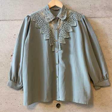 Vintage Retro Mint Green Blouse