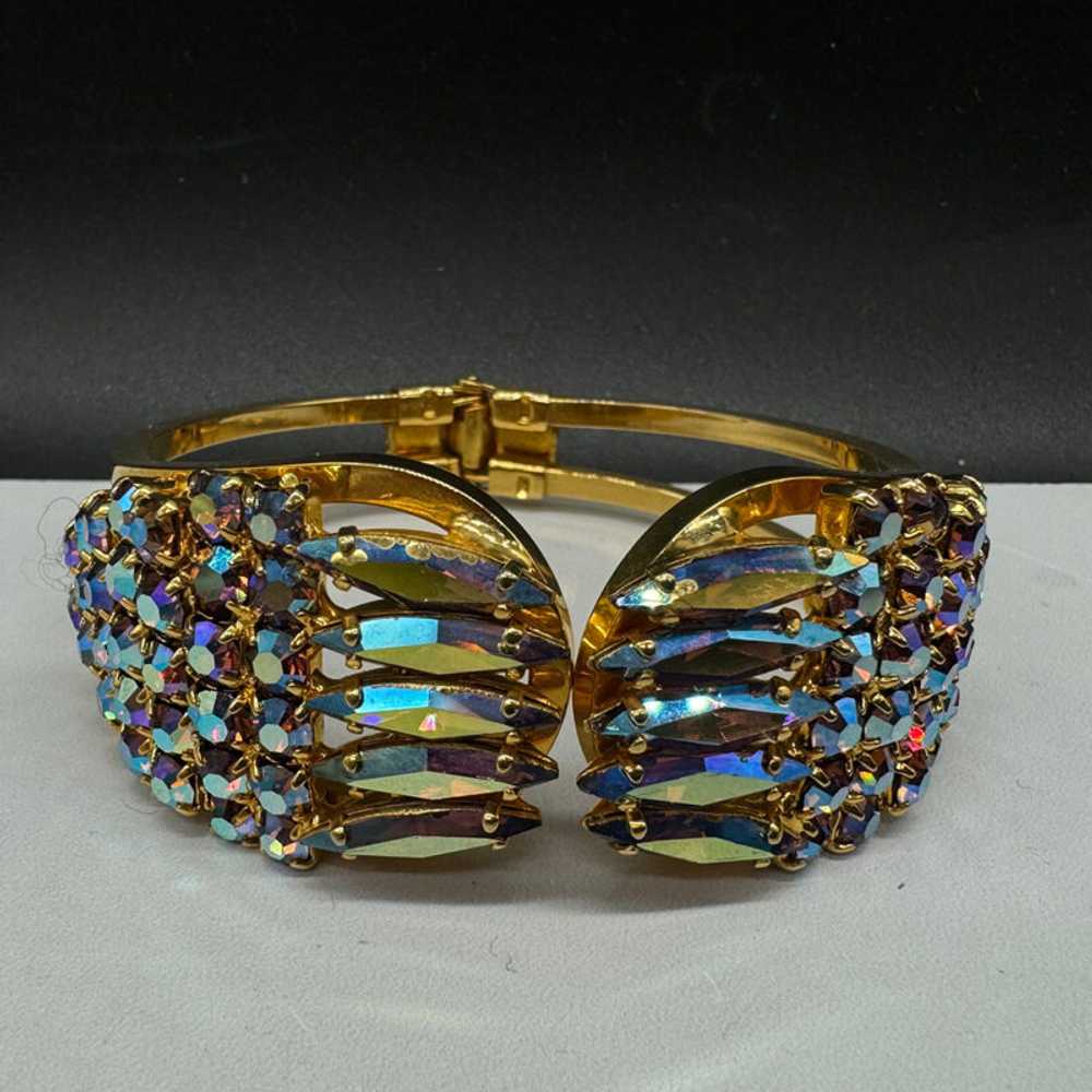 Aurora Borealis Rhinestone Clamper Bracelet - image 2