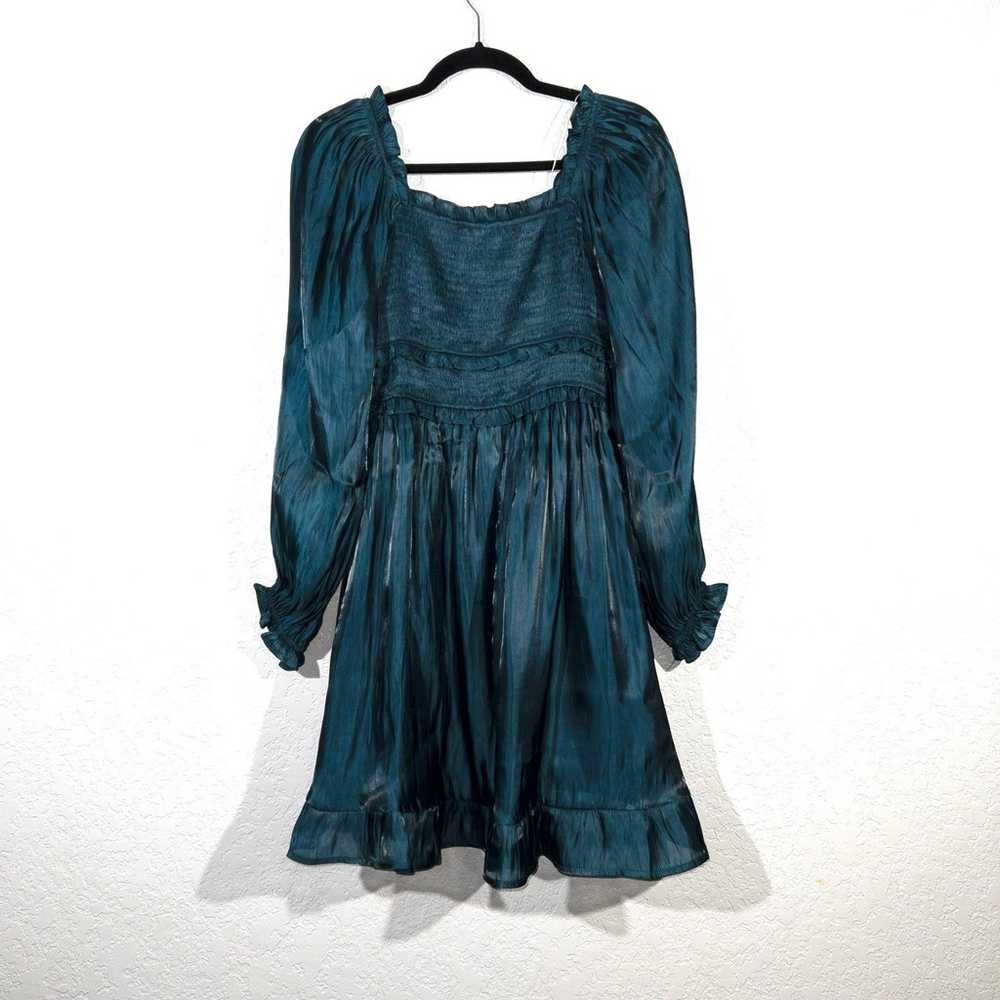 New Umgee Teal Blue Satin Ruffled Dress Size Small - image 9