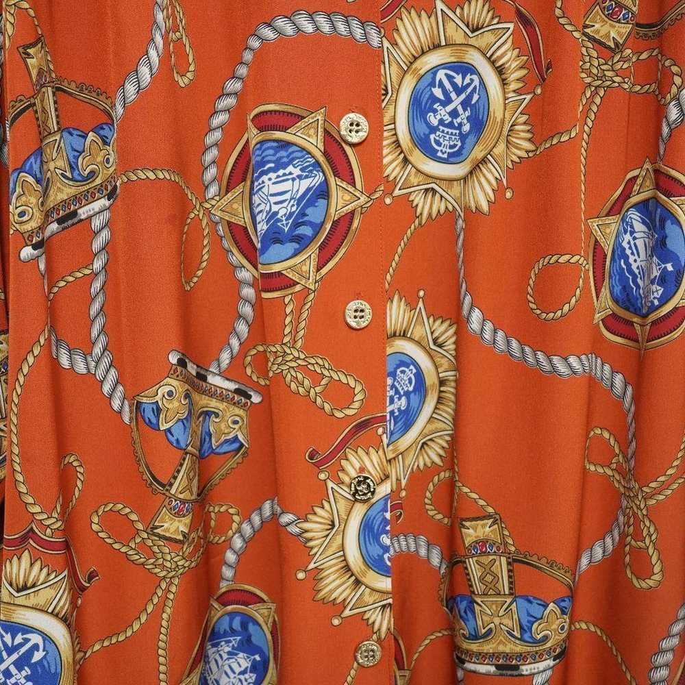 Rare orange art design shirt, Showa retro vintage… - image 8