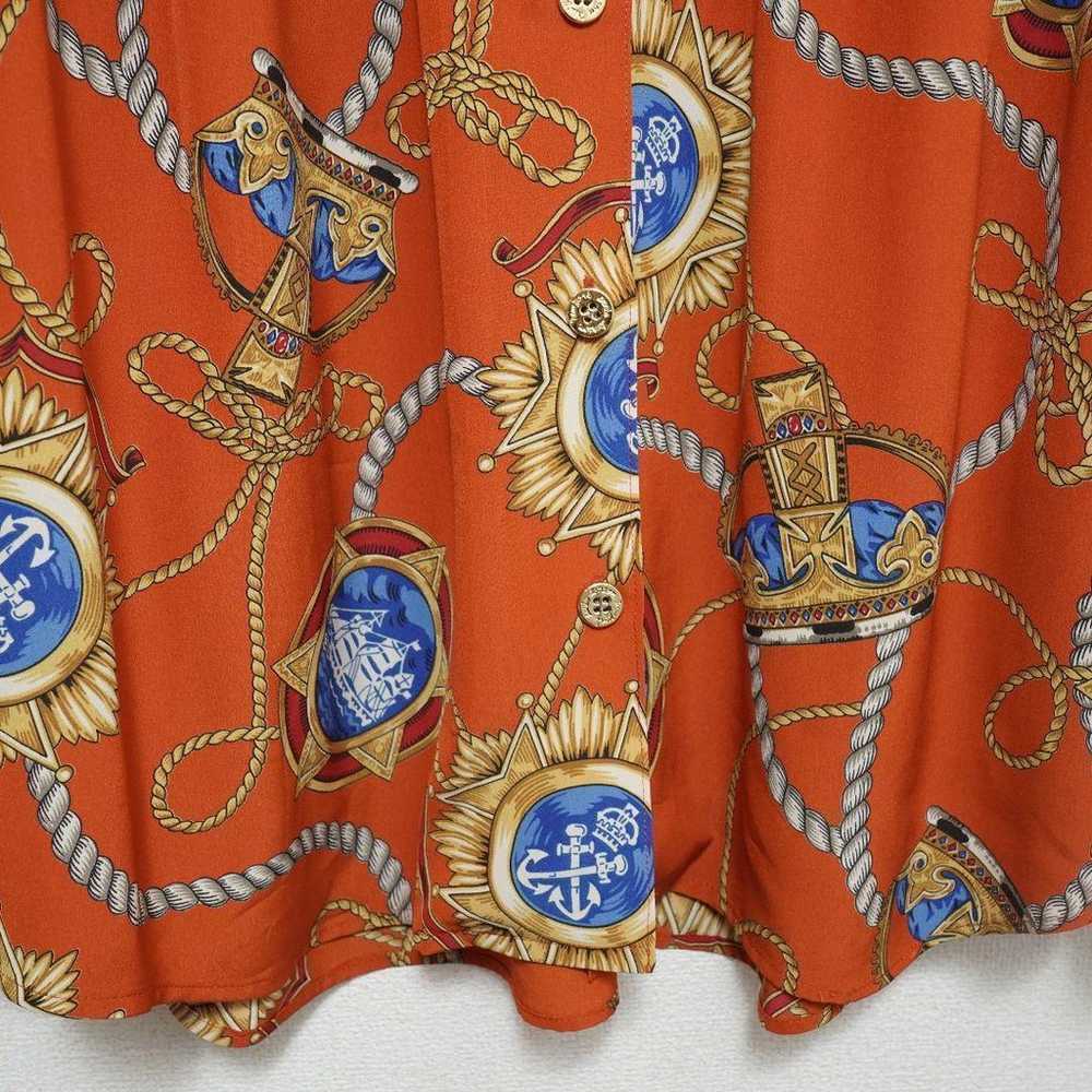 Rare orange art design shirt, Showa retro vintage… - image 9