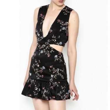 Honey Punch Black Floral Cutout Dress