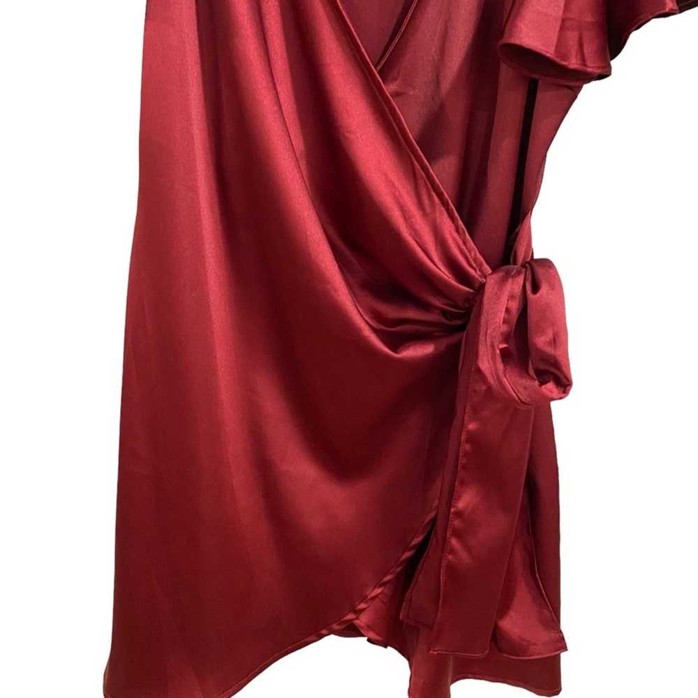 Vici Burgundy Frame of Mind Satin Mini Wrap Dress… - image 7