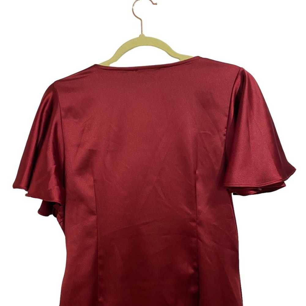 Vici Burgundy Frame of Mind Satin Mini Wrap Dress… - image 8