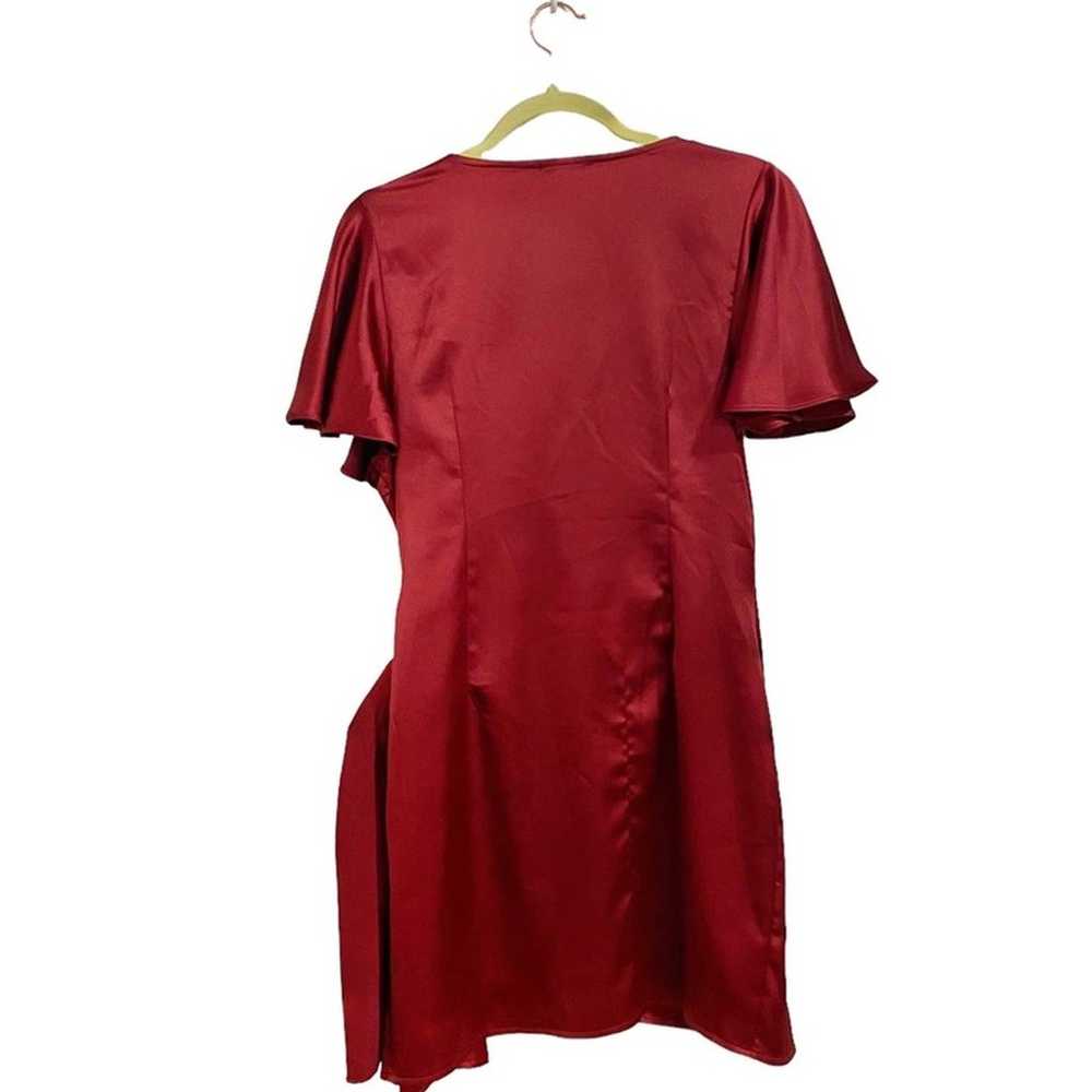 Vici Burgundy Frame of Mind Satin Mini Wrap Dress… - image 9