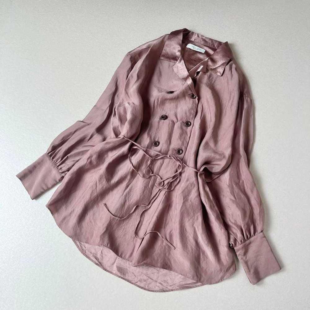 Public Tokyo Back Satin Double Button Shirt Coat - image 4