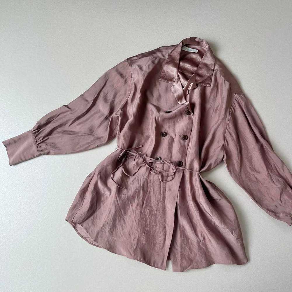 Public Tokyo Back Satin Double Button Shirt Coat - image 9