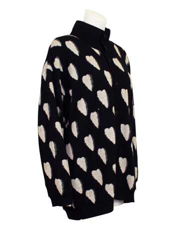 Issey Miyake Black and White Heart Cardigan