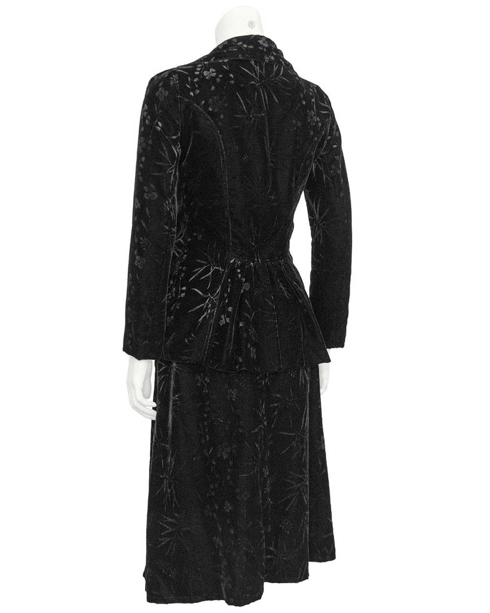 Biba Black Floral Devoree Velvet Jacket and Skirt… - image 2