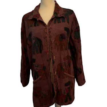 Orvis Embroidered Elephant Patchwork Jacket, Vinta