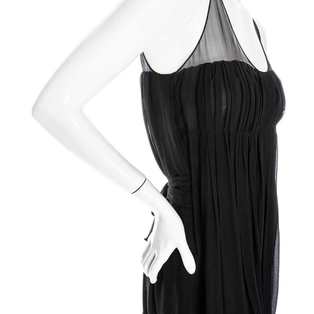 Vintage Black Silk Chiffon Sleeveless Dress and S… - image 11