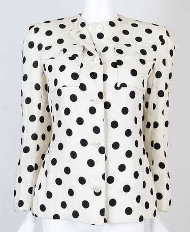 Vintage 1980s Bill Blass Polka Dot Linen Jacket