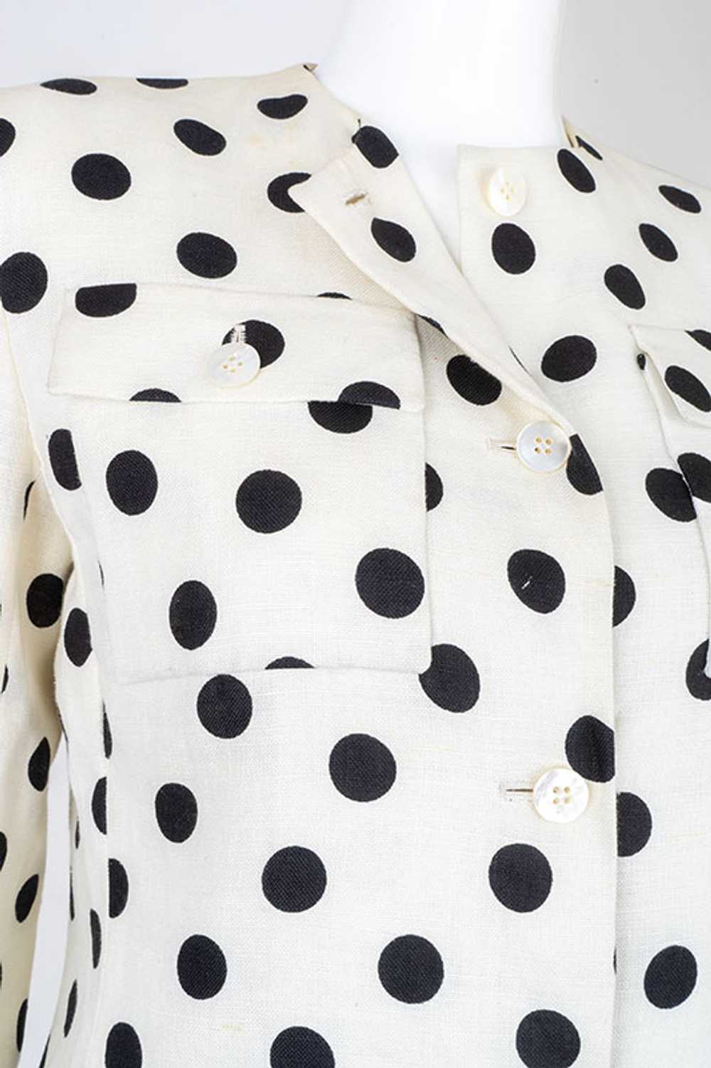 Vintage 1980s Bill Blass Polka Dot Linen Jacket - image 3