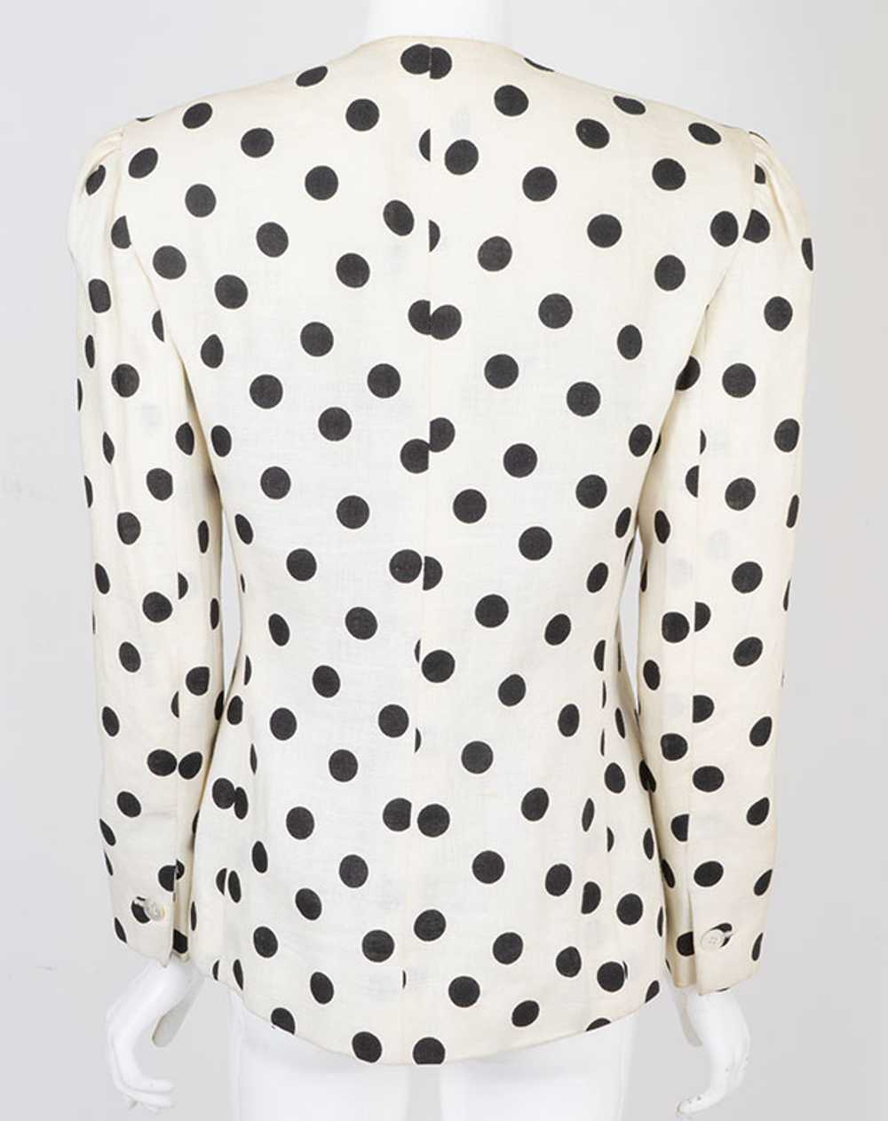 Vintage 1980s Bill Blass Polka Dot Linen Jacket - image 4