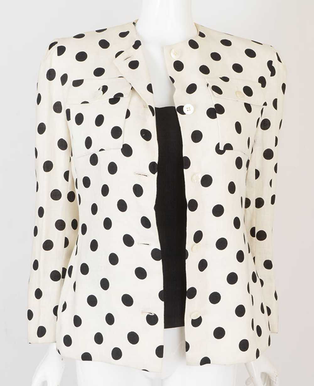 Vintage 1980s Bill Blass Polka Dot Linen Jacket - image 5