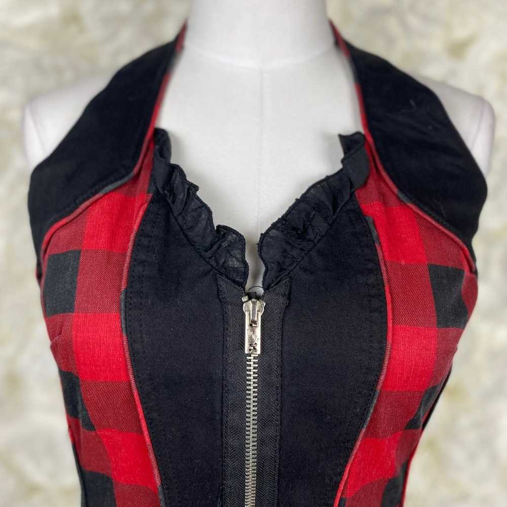 TrippNYC Vintage Y2K Plaid Corset Halter Top Larg… - image 4