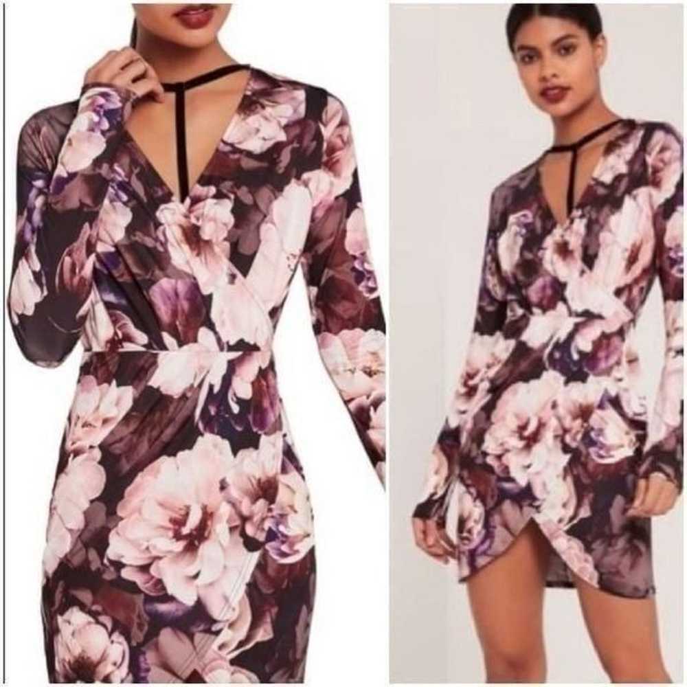 Missguided Purple Floral Faux Wrap Around Mini Dr… - image 2