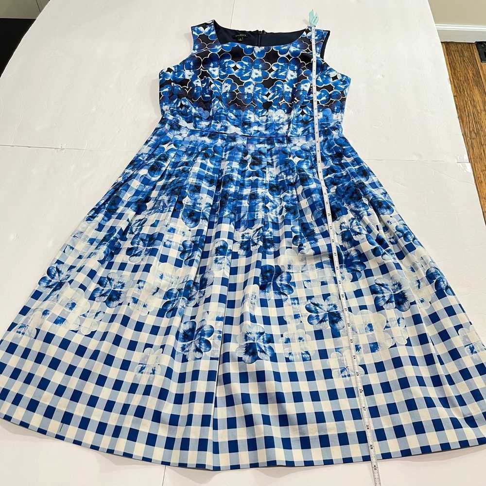 Talbots Blue Floral Gingham Sleeveless Fit Flare … - image 10