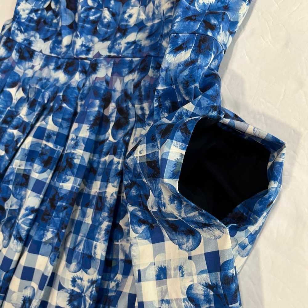 Talbots Blue Floral Gingham Sleeveless Fit Flare … - image 4