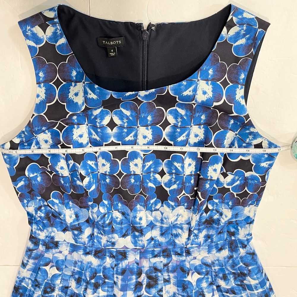 Talbots Blue Floral Gingham Sleeveless Fit Flare … - image 9