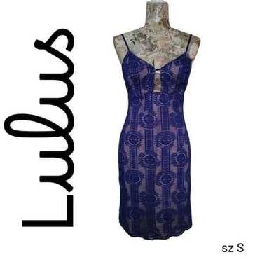 Lulus Avianna Royal Blue and Nude Lace Flowers Sp… - image 1