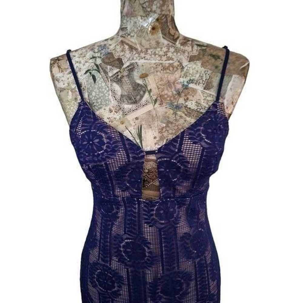 Lulus Avianna Royal Blue and Nude Lace Flowers Sp… - image 5