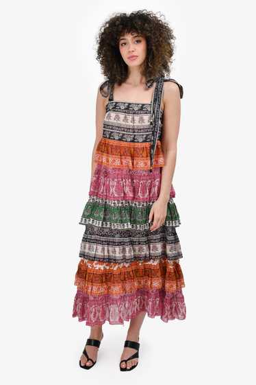 Zimmerman Multicoloured Printed Tiered Midi Dress 