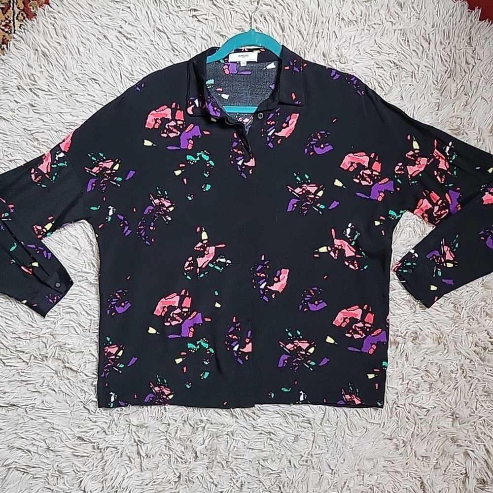 Suncoo Paris Button Up Shirt 80s Style Print Blac… - image 2