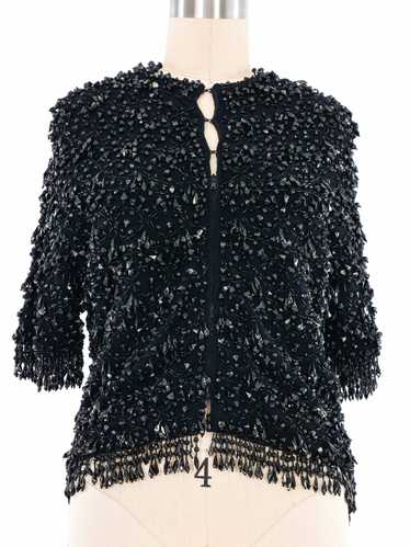 1960s Beaded Fringed Knit Top