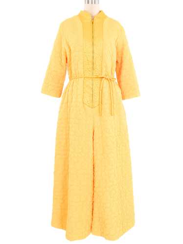 1970s Marigold Quilted Hostess Jumpsuit