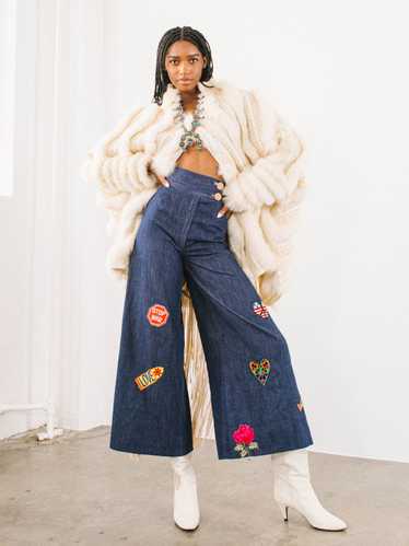 1970s Patched Denim Wide Leg Pants