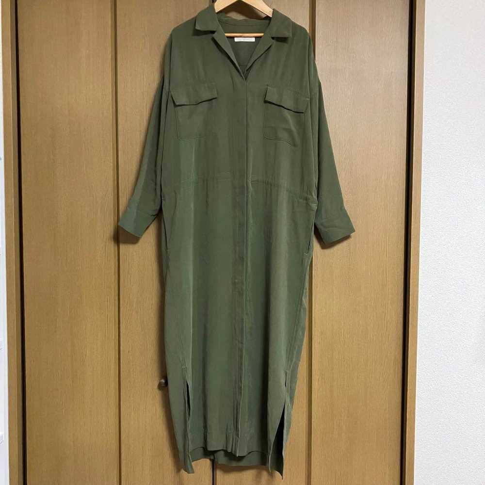 Plage Olive Green Shirt Dress Long Sleeves - image 1