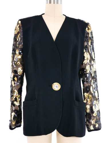 Sequin Accented Illusion Back Blazer