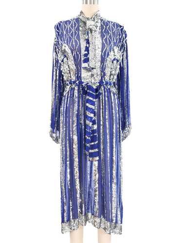 Royal Blue Sequin Embellished Chiffon Dress