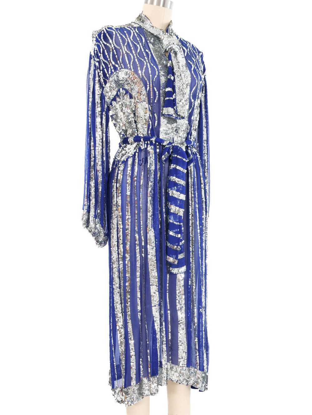 Royal Blue Sequin Embellished Chiffon Dress - image 3