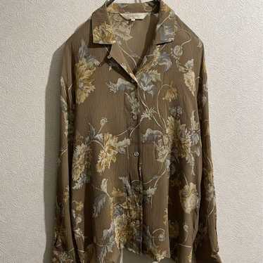 Vintage Burberry Washer Pleats Flower Shirt