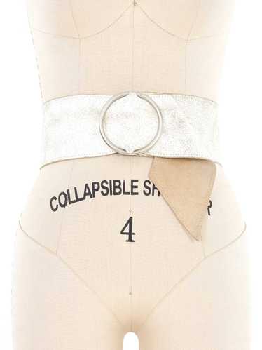 Cracked White Leather Wide Waistbelt