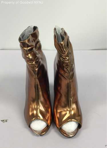 FSJ WOMEN'S PEEP TOE BOOTIES-BRONZE-SZ 12