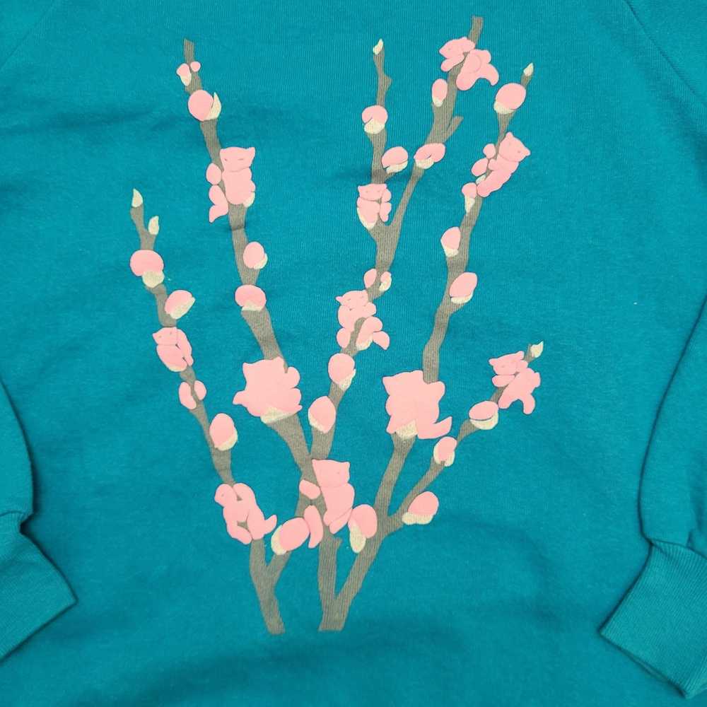 Jerzees Vintage Cat Flower Sweatshirt Womens Medi… - image 11